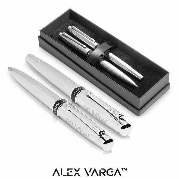 Alex Varga Cygnus Ball Pen & Rollerball Set - Silver Only