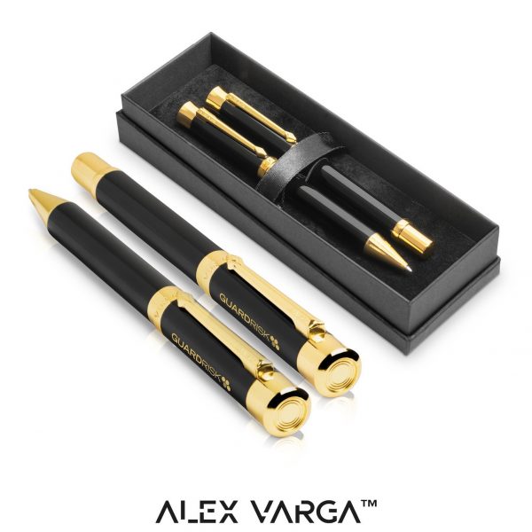 Alex Varga Corona Ball Pen & Rollerball Set - Black Only