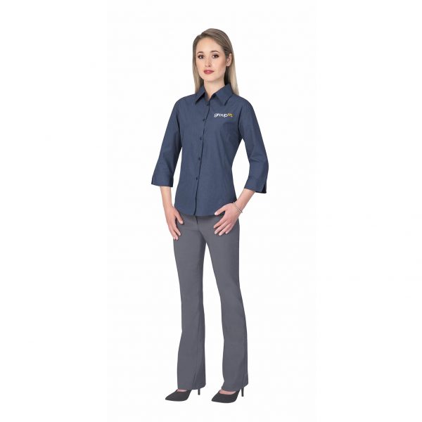 Ladies 3/4 Sleeve Micro Check Shirt