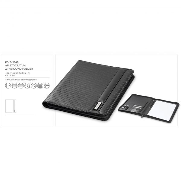 Aristocrat A4 Zip-Around Folder