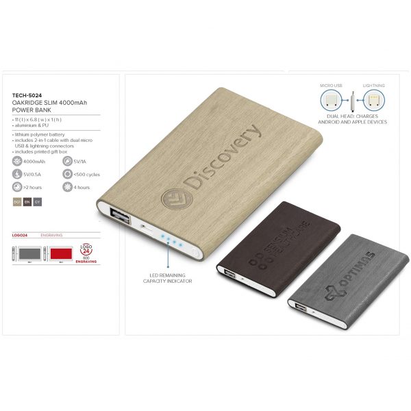 Oakridge Slim 4000Mah Power Bank