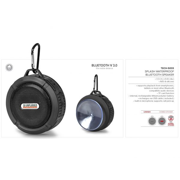 Splash Waterproof Bluetooth Speaker